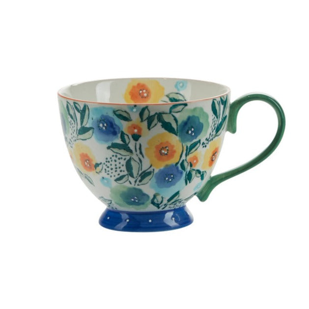 Blomster krus, blå/grøn - 400ml